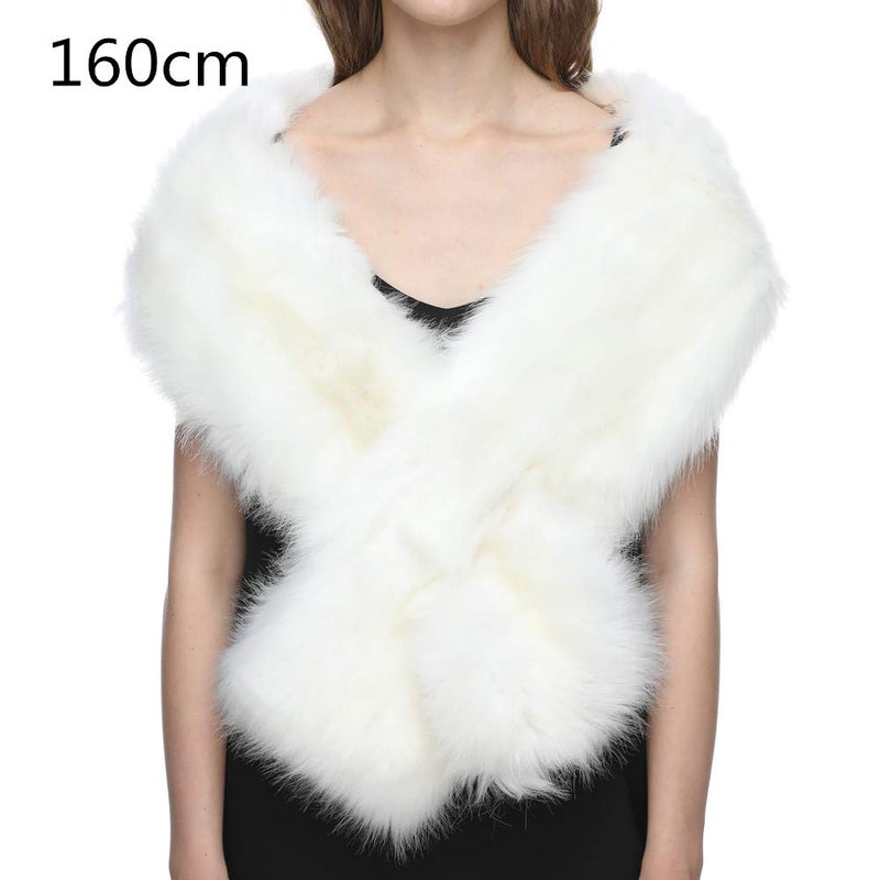 Dikoaina Women's Winter Fake Faux Fur Scarf Wrap Collar Shawl Shrug - Image 3